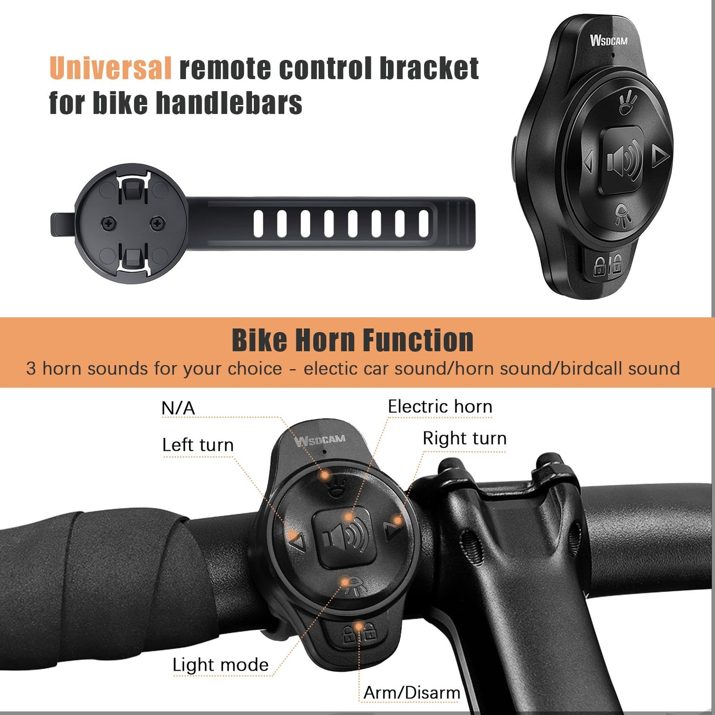 WSDCAM Remote for Smart Bike Alarm Tail Light Turn Signals
