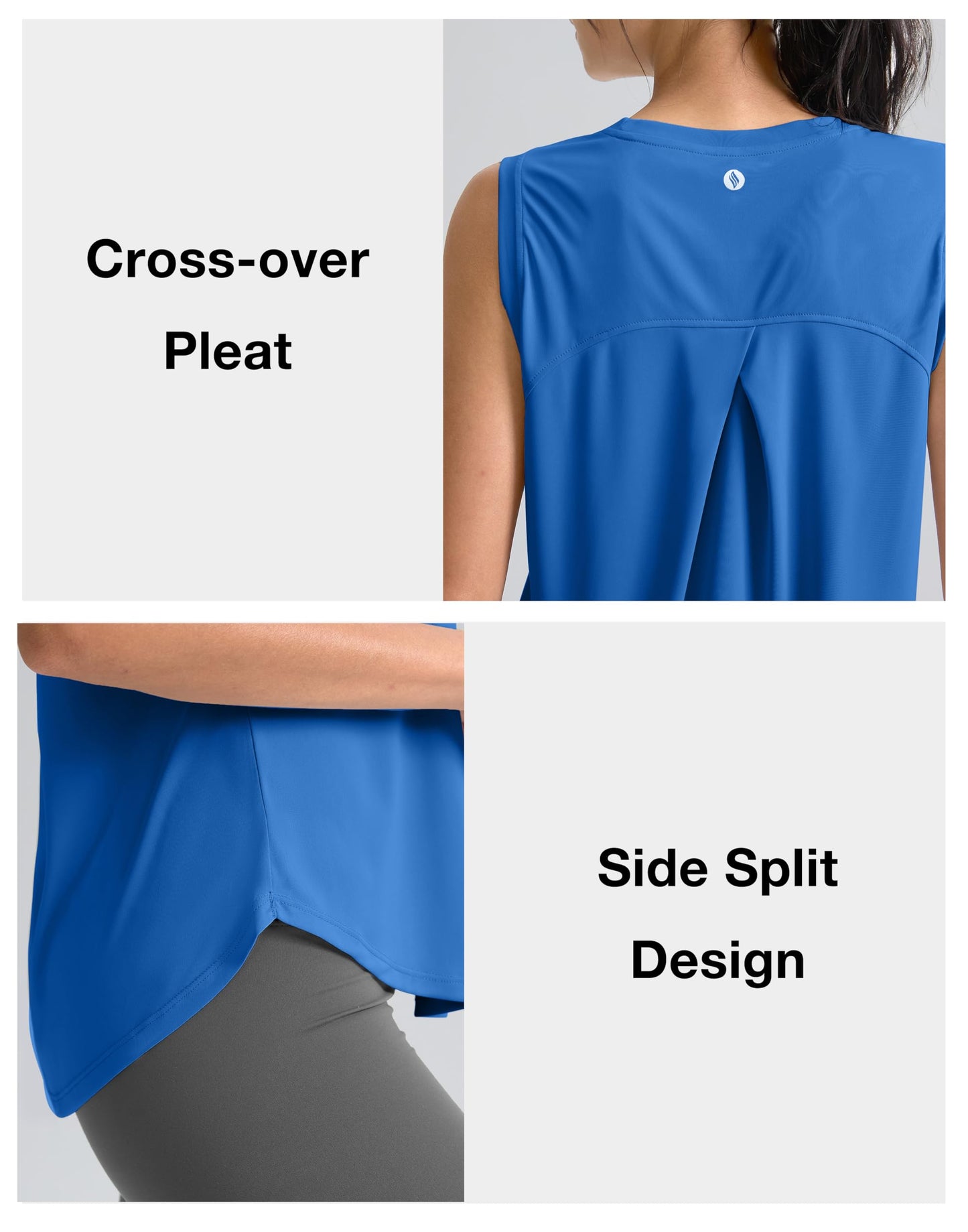 SANTINY Women's Sleeveless Workout Tops Breathable Lightweight Active Tennis Yoga Shirts Athletic Running Tank Tops for Women (Royal Blue_M)