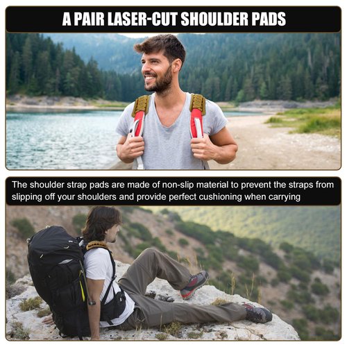 NQEUEPN 2pcs Shoulder Strap Pads, 1000D Nylon Plate Carrier Shoulder Pads for Bag Strap Breathable Soft Shoulder Strap Cushion for Molle Vest Outdoor Backpack (Camel)
