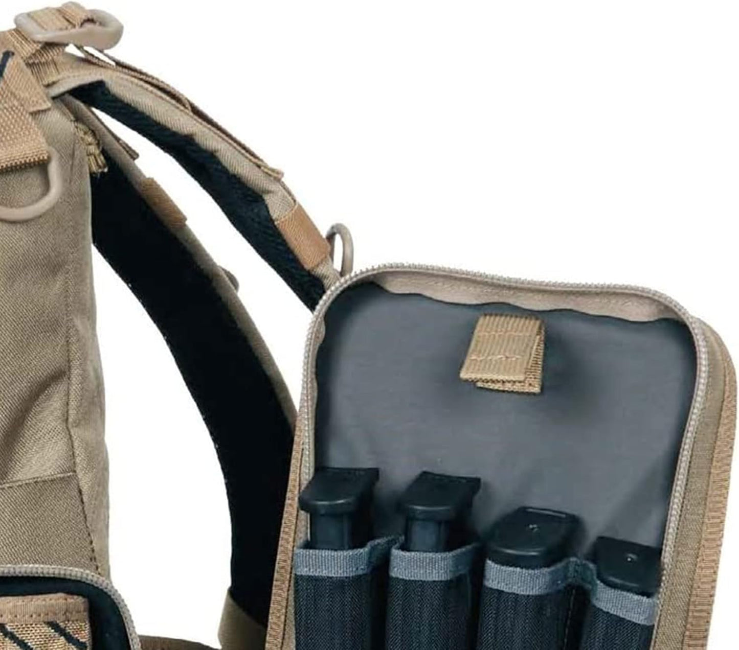 G.P.S. Tactical Range Backpack | Tan | 3 Handguns Capacity | Molle Webbing | Durable Waterproof Stain-Resistant Shooting Tactical Gear