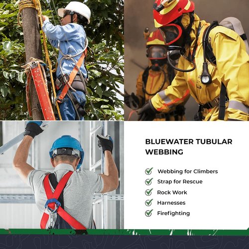 SGT KNOTS Bluewater Tubular Nylon Webbing – 1 Inch Heavy Duty Firefighter & Rescue Webbing – CE/UIAA Certified, Durable & Flexible for Anchor Slings, Tow Straps, Crafting (1" x 5 Yards, Kiwi)