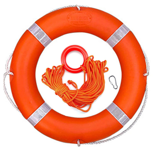 Life Ring 28" Boat Throw Rings,Life Rings with Reflective Tape & Grab Lines, Orange Life Ring for Boats,Outdoor Professional Water Life Rings, with Orange Grab Lines (8mm×20m)