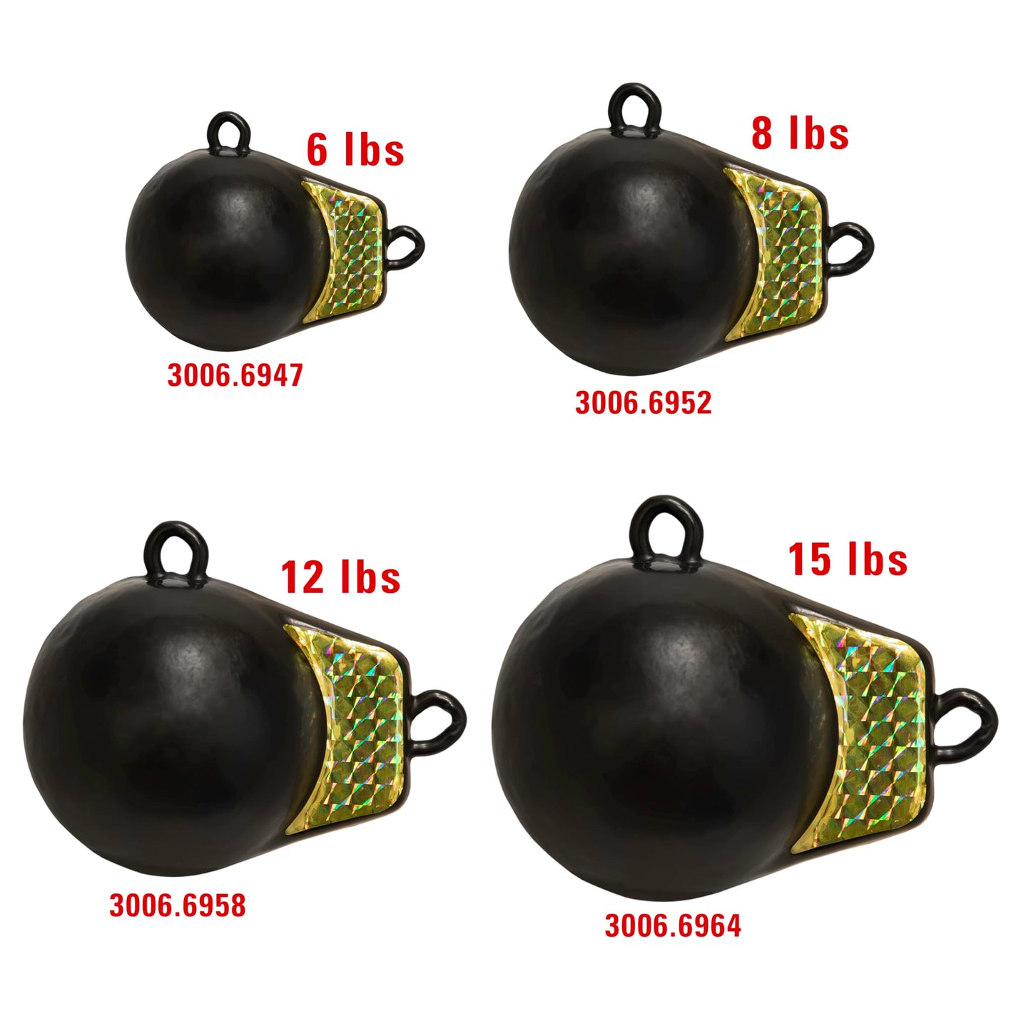 Extreme Max 3006.6952 Coated Ball-with-Fin Downrigger Weight - 8 lbs. with Gold Flash