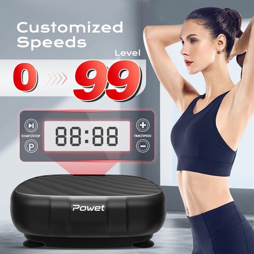 Vibration Plate Exercise Machine, 99 Speed Levels Mini Whole Body Workout Vibration Plate for Lymphatic Drainage with 5 Setting Modes for Shaping, Weight Loss, Toning (Black)