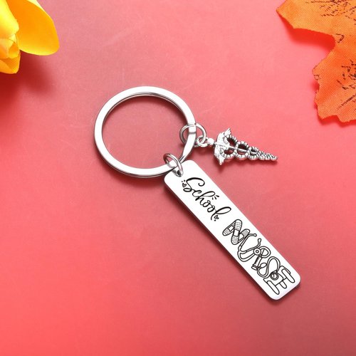 ZQEOU School Nurse Keychain Nursing School Gifts RN Graduation Jewelry For Nursing Student Gifts Nurses Week Day Keychain