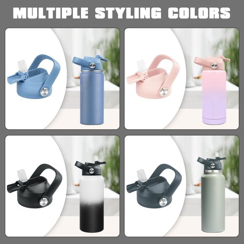 Vmini Straw Lid with Cover, Compatible with HydroFlask Wide Mouth Water Bottle and More, Replacement for Hydro Flask Wide Mouth, Sports Bottle Straw Lid with Flexible Handle (Night)