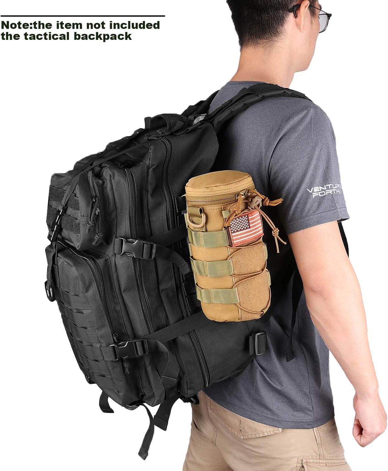 AMYIPO Water Bottle Pouch Molle Tactical Holder Storage Bag for 32oz Carrier