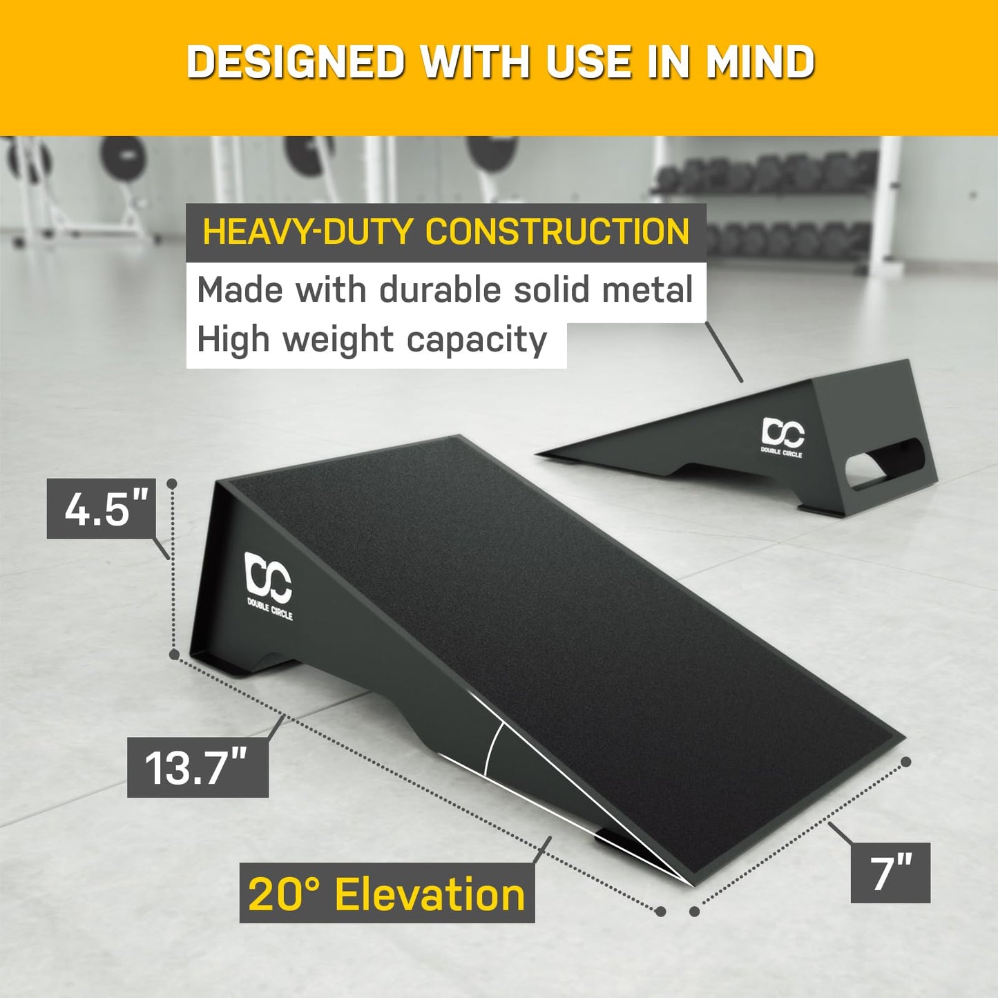 Double Circle Squat Wedge – Professional Squat Ramp for Weightlifting and Fitness – Squat Platform for Heel Elevated Squats and Calf Raises – Heavy-Duty Anti-Slip Squat Blocks