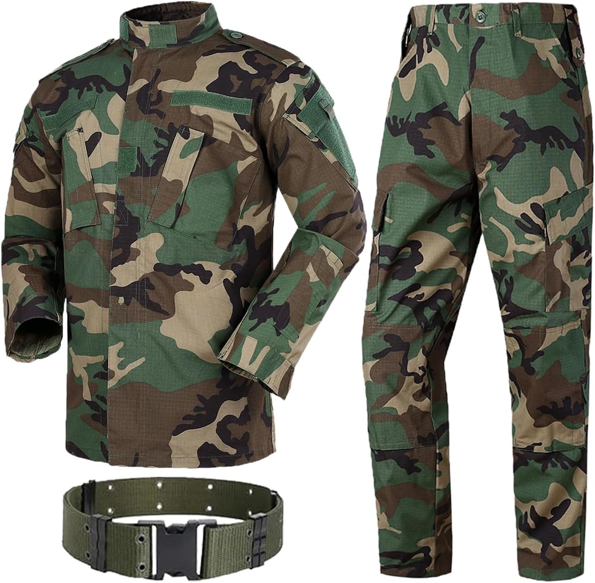 Military Tactical Mens Hunting Combat BDU Uniform Suit Shirt & Pants with Belt MC