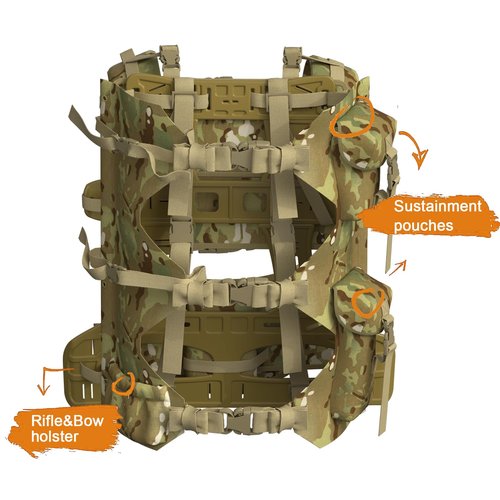MT Military FILBE Curved Frame with Batwings Suspension Set System for Army Rucksack with Waist Hip Belt and Shoulder Straps Tan