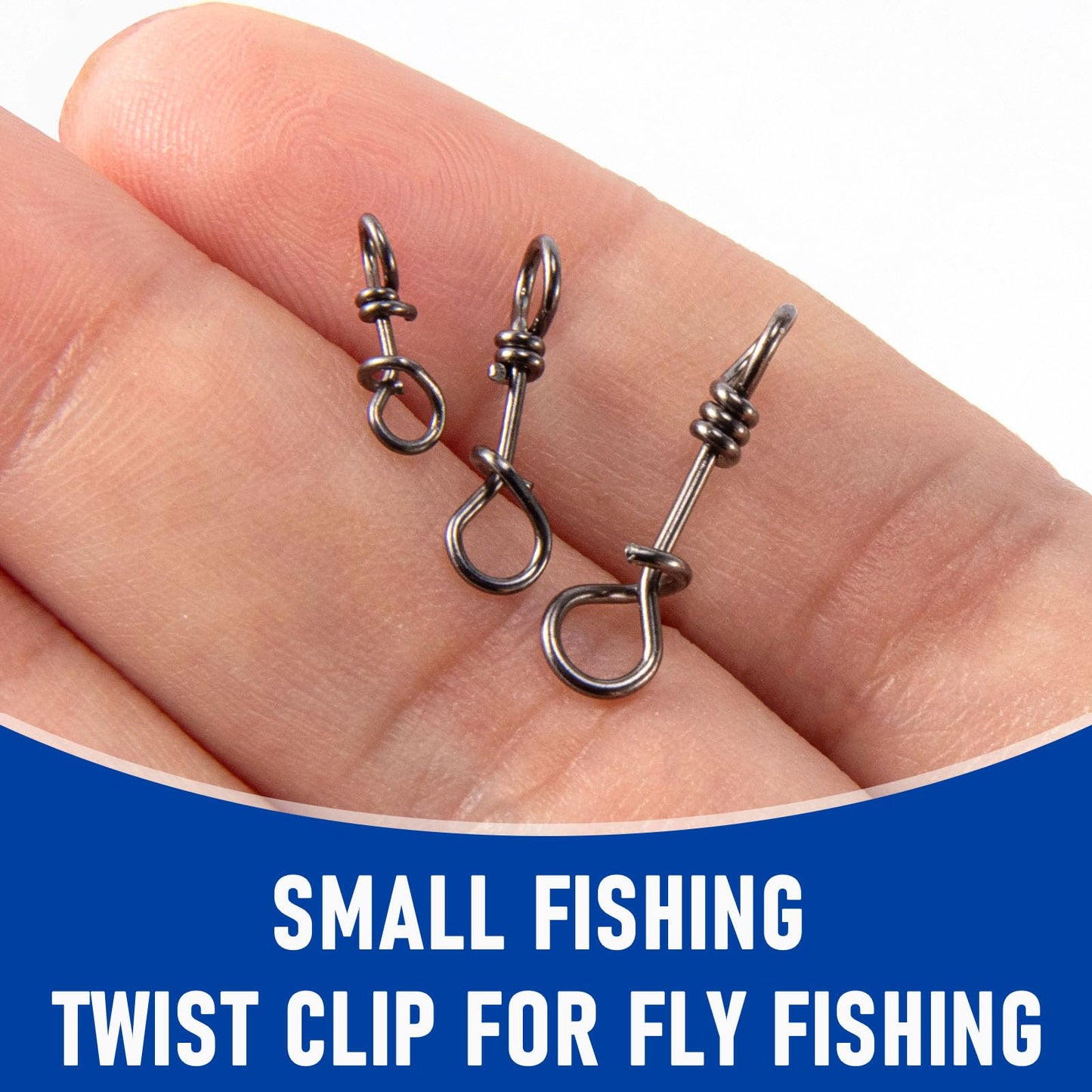 Alwonder 150-Pack/Box Fly Fishing Snaps Twist Clips, 3 Sizes Stainless Steel Quick Change Lure Snaps No Knot Clip Quick Snap Fast Snap Lure Connector for Flies Jigs Lures Fishing Clips Swivels Tackle