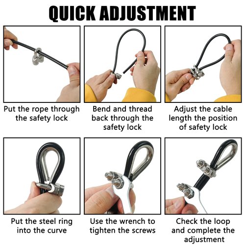 Luwint 118'' Adjustable Fitness Pulley Cable Replacement, Gym Cable for Pulley Machine System Thick 6mm Steel Rope Adjustable Length with Stopper Ball for Home Gym DIY Workout Machine Pulley Accessory