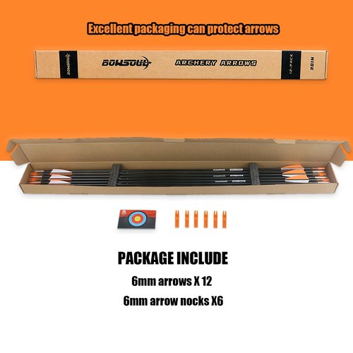 BOWSOUL 28“ Archery Arrows Training Practice Target Arrows for Kids Youth or Beginners Safe Blunt Points Durable Shaft on Recurve Bows Youth Bow and Longbows(Pack of 12) (Orange White)