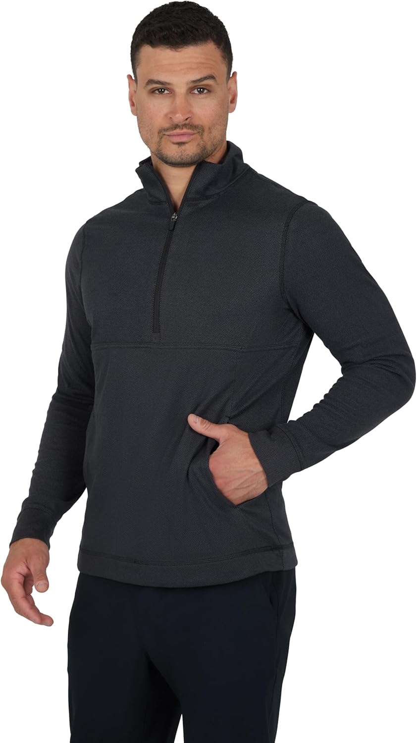 90 Degree By Reflex Soft Half Zip Pullover Long Sleeve Workout Running Shirt for Men