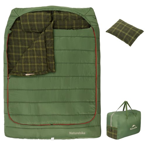 Naturehike 0 Degree and 40 Degree Flannel Two Person Sleeping Bag with Pillows for Adults, Couples & Family, Doublewide Double Sleeping Bag 2 Person for All Seasons Camping Hiking Backpacking