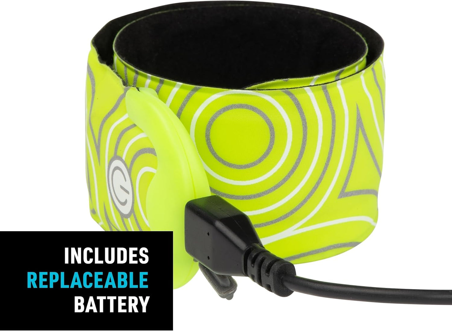 Nite Ize SlapLit Rechargeable LED Slap Wrap - Light-Up Slap Band for Wrists or Ankles - Wristband for Nighttime Visibility - Running, Biking, Hiking & More - Neon Yellow with Green LED
