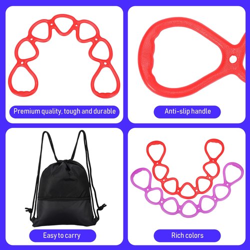 Zomiboo 5 Pcs 7 Ring Resistance Exercise Bands Resistance Stretch Band with Drawstring Backpack Bag Portable TPR Elastic Stretching Leg and Arm Exerciser for Home or Fitness Center Walking