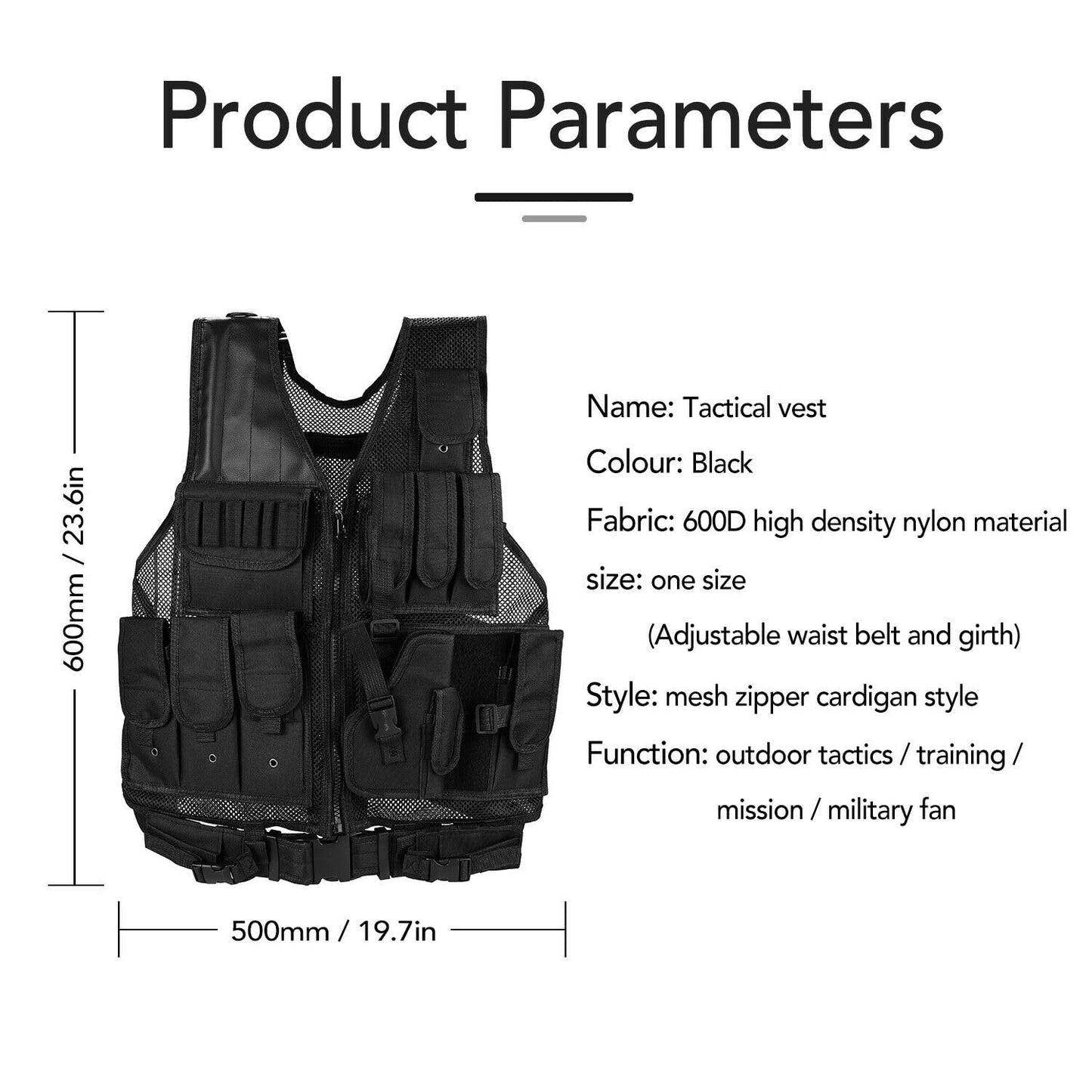 GALAXYLENSE U.S Universal Sport Airsoft Hunting Paintball Tactical Gear Vest Protection Light Weight Heavy Duty Breathable (Black Color)