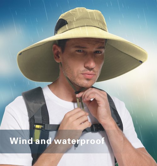 MKOFONU for Men & Women Ultra Wide Brim hat UPF50+ Waterproof Sun hat Suitable for Fishing Hiking Camping & etc (A4-Khaki)