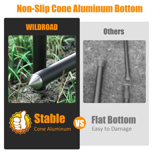 WILDROAD Tarp Poles Tent Poles Canopy Poles 8.37 ft, Telescoping Aluminum Poles with Non-Slip Aluminum Cone Bottom, Portable and Lightweight Camping Gear for Camping and Awnings, Set of 4
