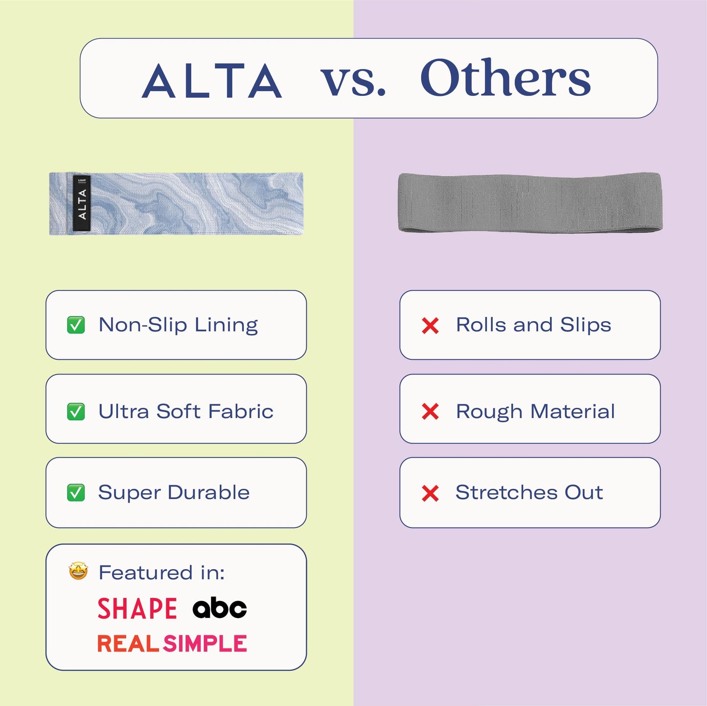 ALTA Booty Bands for Women - Premium Non-Slip Fabric Resistance Bands for Working Out - Cloth Resistance for Legs, Fabric Exercise Leg Straps for Working Out Women, Looped Hip Loop Set