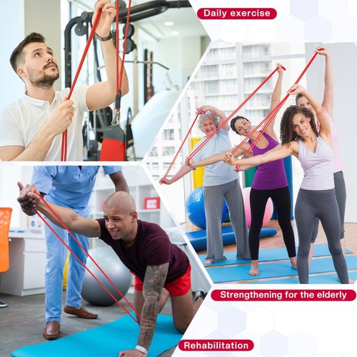 Wesnoy 1 Roll Resistance Tubes Latex Elastic Tubing 50ft Exercise Bands Exercise Tubing for Physical Therapy, Lower Pilates, at Home Workouts, Rehab Core Exercise(Red, Beginner Level 3)