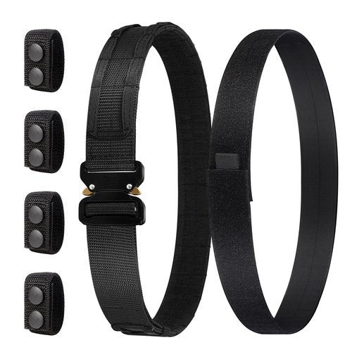 Senlleo 1.75" Tactical Duty Belt - Police/Military MOLLE Battle Belt with 4 Interchangeable Buckles - Heavy Duty Nylon Webbing for Men, Husband(Large)