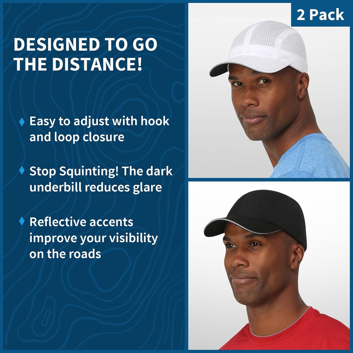TrailHeads Performance Mens Running Hat - Lightweight, Quick Dry Workout Hats for Men - Athletic Sports Cap for Tennis, Gym