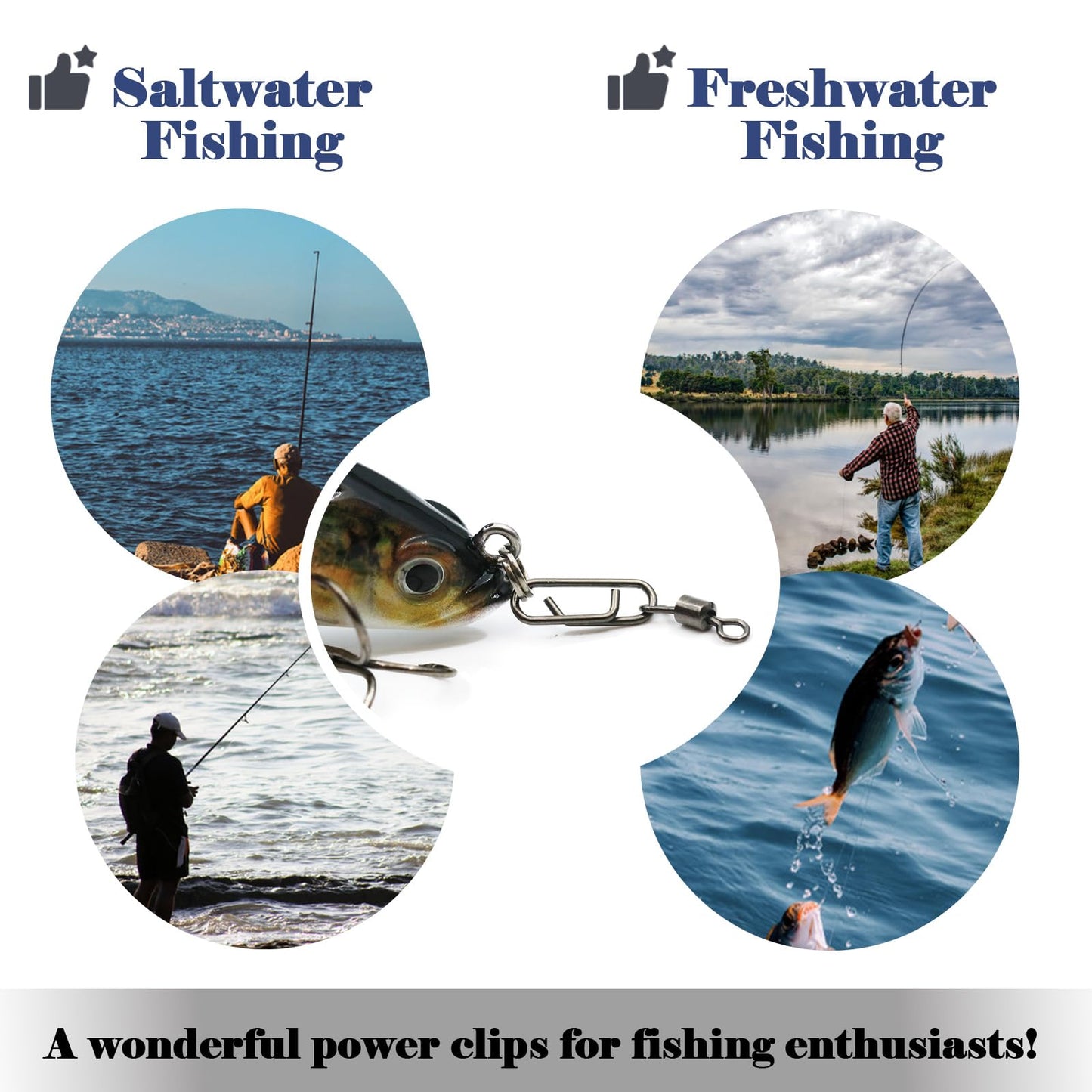 FishTrip Fishing Swivel Clips Power Clip,50pcs Rolling Swivels with Speed Clip Snaps,Quick Change Connector Saltwater Freshwater for Rigs Lures 5#