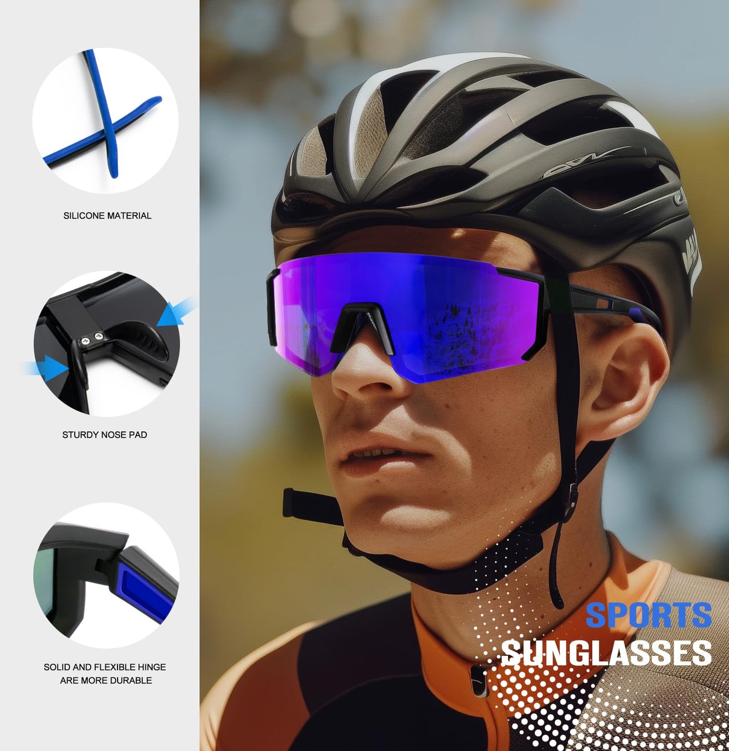 KALIYADI Polarized Sunglasses-for-Men Sports Sunglasses: Mens Running Sun Glasses UV400 Protection for Cycling Baseball