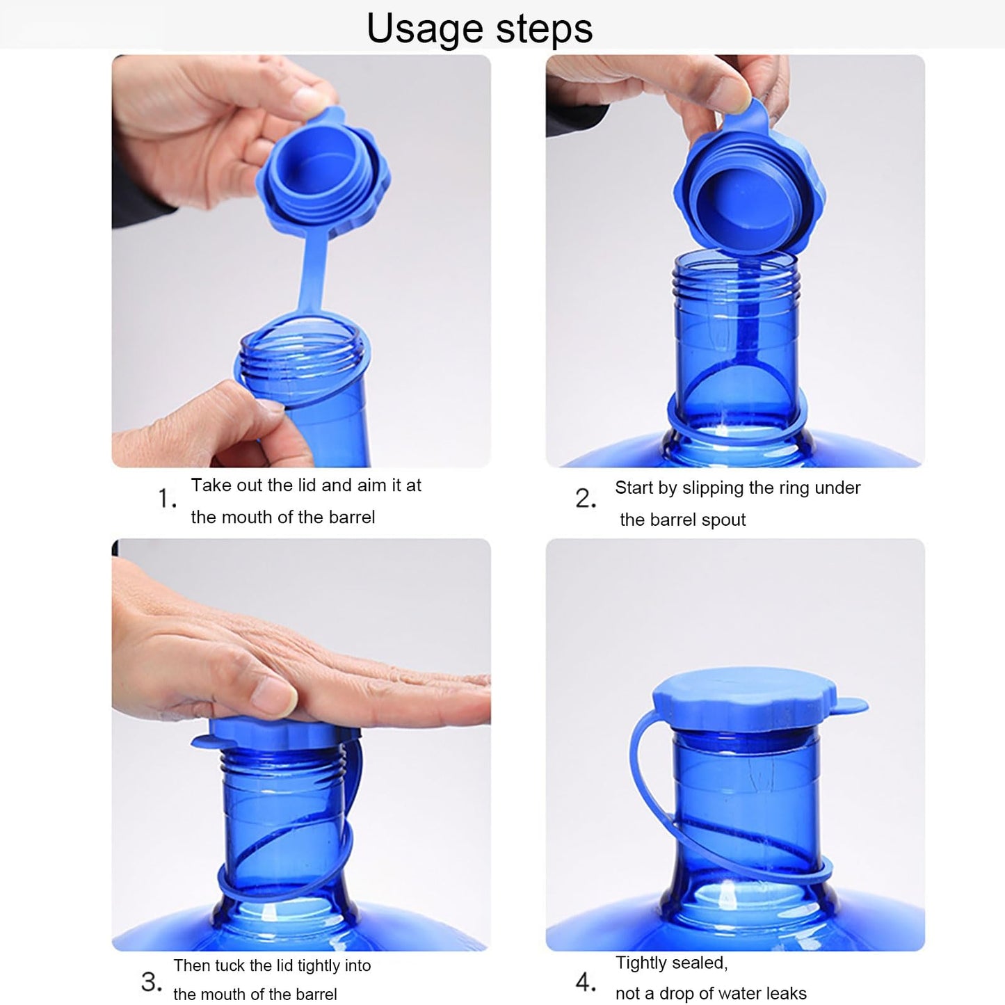 (6Pcs） 3 & 5 Gallon Water Jug Cap for 55mm Standard/Screw/Crown Tops Water Bottle,Non-Spill & Leak Free,Reusable Food Grade Silicone Replacement Cap