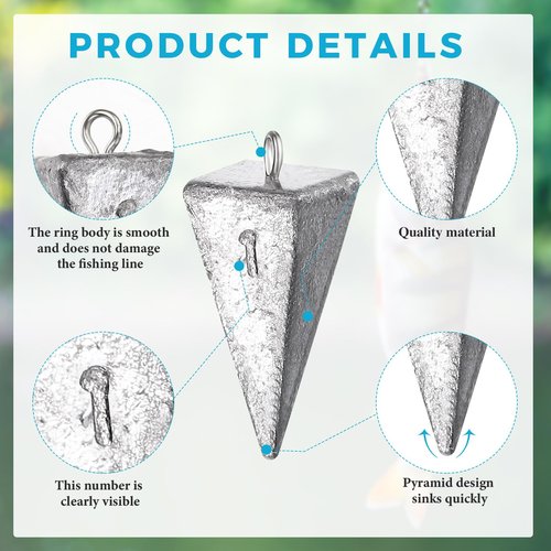Hiboom 42 Pcs Pyramid Sinker Weights for Fishing Kit 1 oz 2 oz 3 oz 4 oz Fishing Weights Rig Freshwater Saltwater Fishing Pyramid Sinkers for Ocean Surf Fishing Gear Tackle