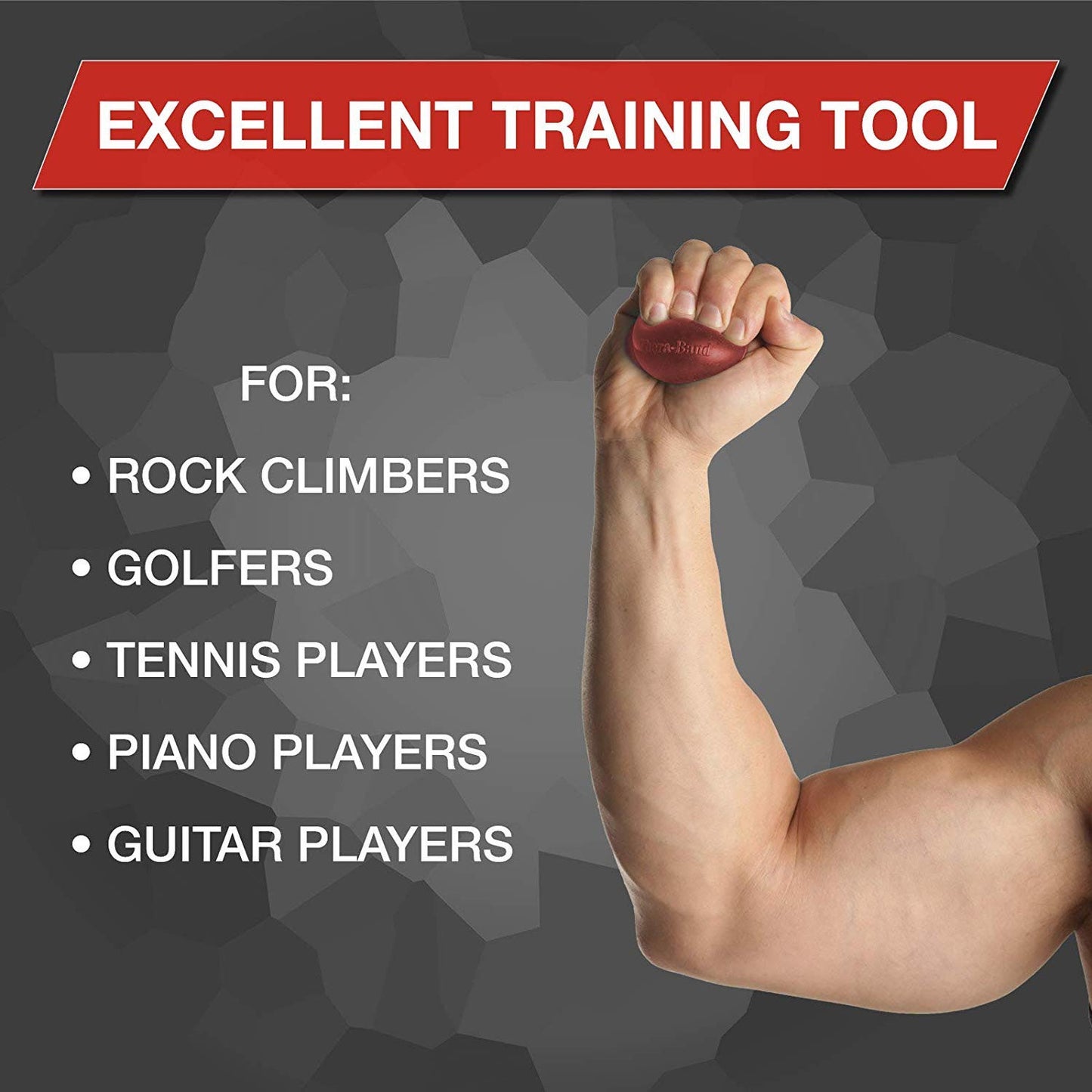 THERABAND Hand Strengthening Ball - Soft Grip Exerciser for Wrist, Finger & Forearm Therapy, Red, Beginner-Friendly