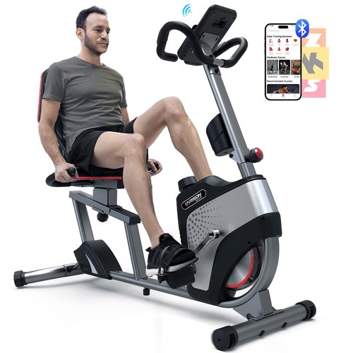 HARISON Pro Recumbent Exercise Bike 350 lbs Capacity, Magnetic Recumbent bike for Adult and Seniors, Recumbent Stationary bike for Home with Smart Bluetooth App, 2 in 1 LCD Monitor and Tablet Holder (HR-B50A)