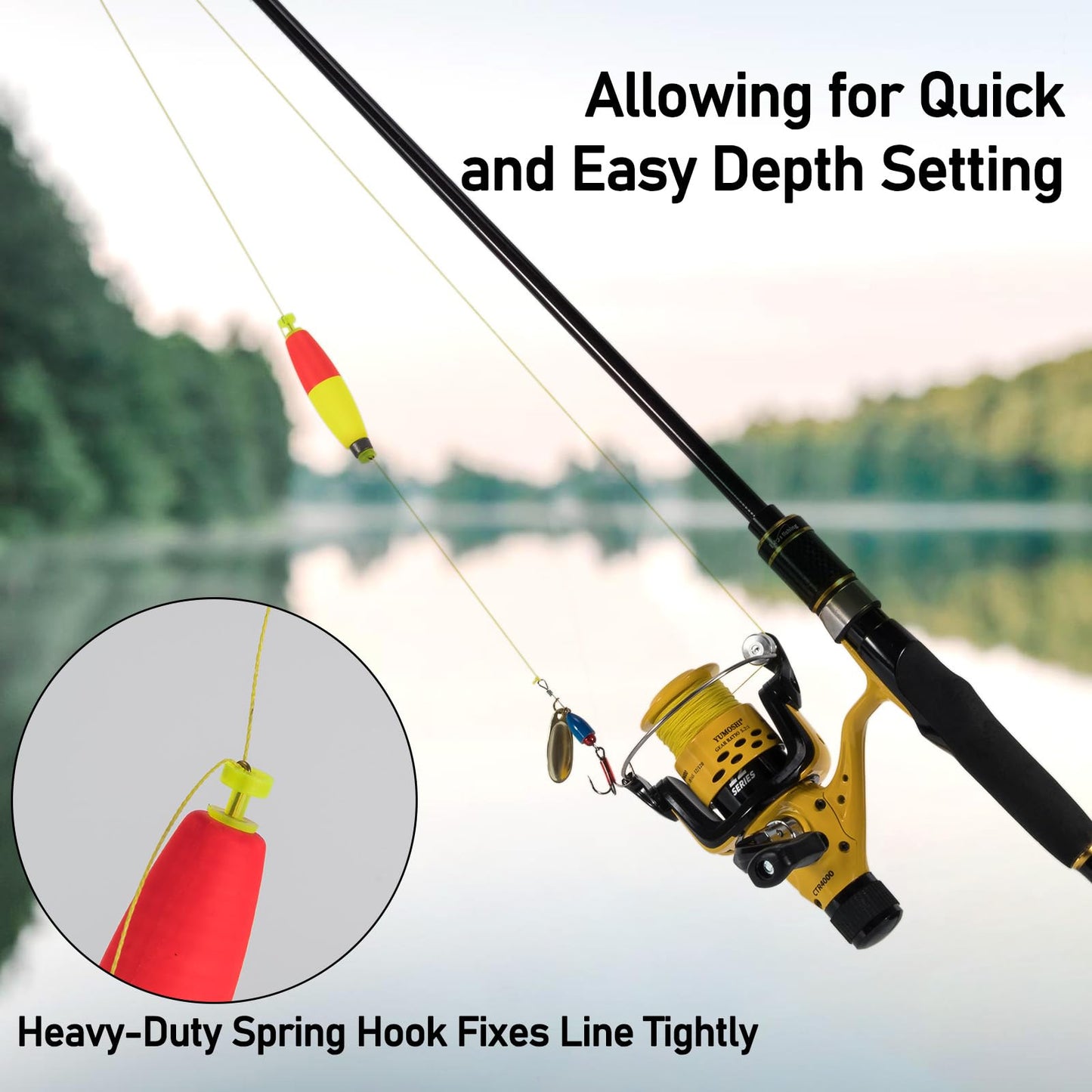 Alwonder 10-Pack Fishing Bobbers Floats, Weighted Bobbers for Fishing Cigar EVA Foam Snap-on Floats Corks Floaters Buoys for Crappie Bass Panfish Bluegills Trout S Red&Yellow