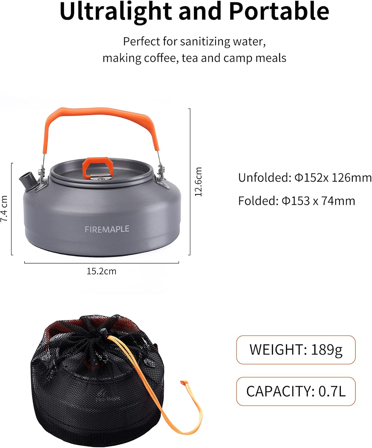 Fire-Maple Feast T3 Camping Kettle | 0.8 Liter Lightweight | Portable Teapot Aluminum for hiking camping