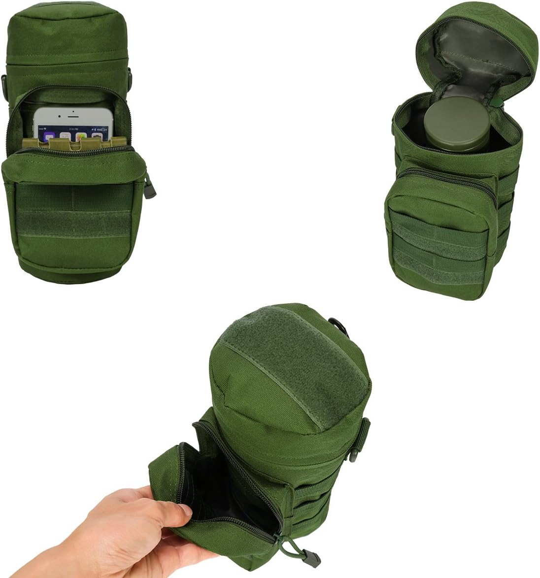 IronSeals Tactical Molle Water Bottle Holder Pouch Hydration Carrier Bag with Detachable Shoulder Strap