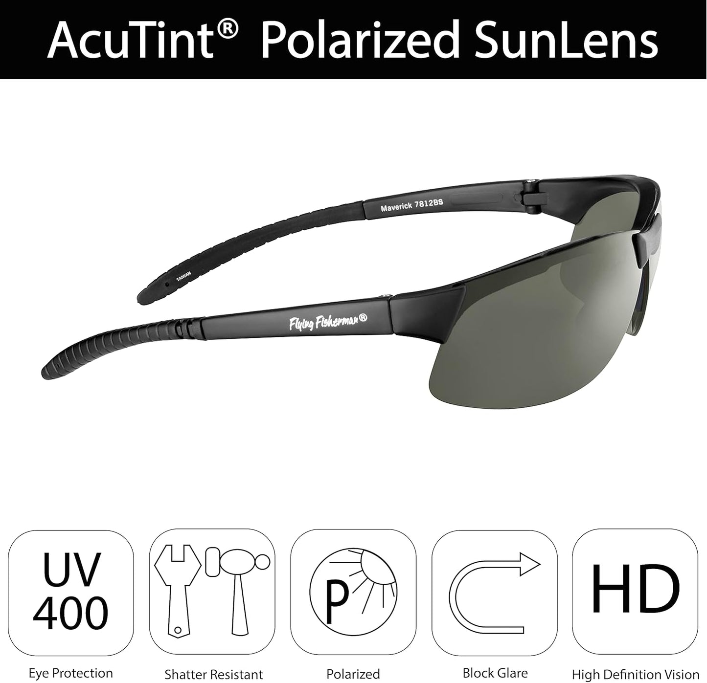 Flying Fisherman Maverick Polarized Sunglasses with AcuTint UV Blocker for Fishing and Outdoor Sports