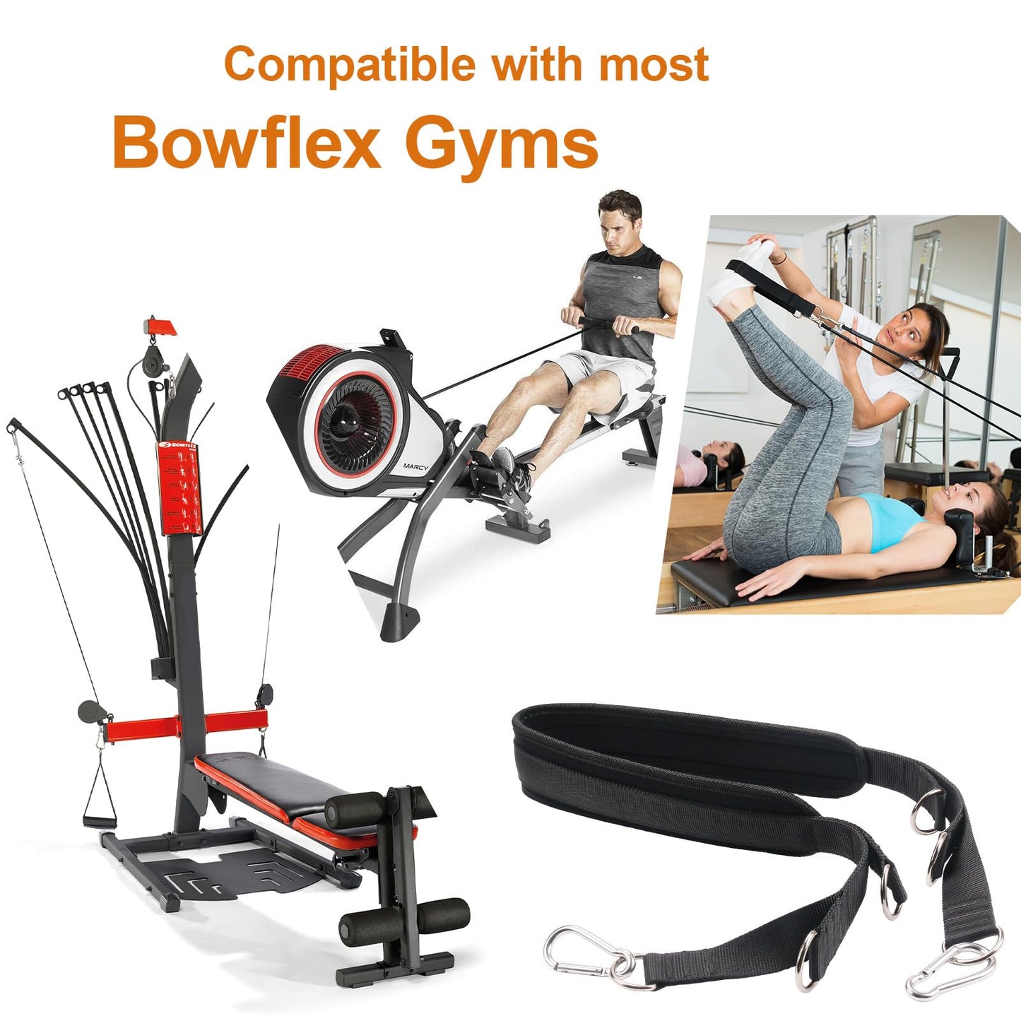 Home Gyms Leg Press Belt Rowing Strap for Bowflex pr1000 and Most Home Gyms belt Attachment Replacement