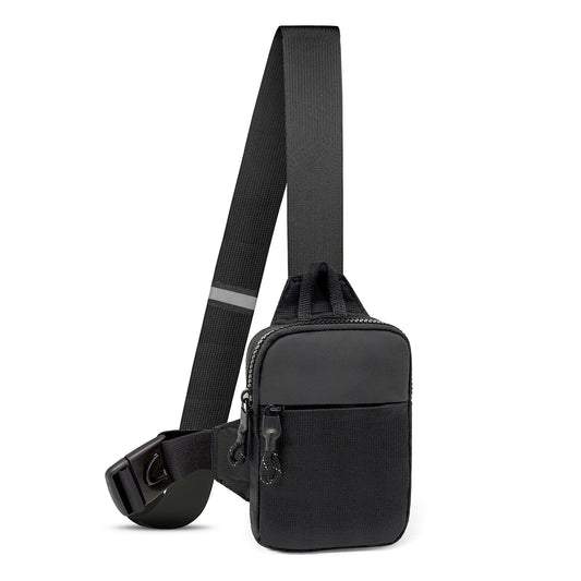 LKEX Mini Sling Bag - Men's & Women's Crossbody Fanny Pack - Casual Personal Pocket Backpack - Phone & Chest Bag (Black, Mini (L*W*H=13*3*19cm))