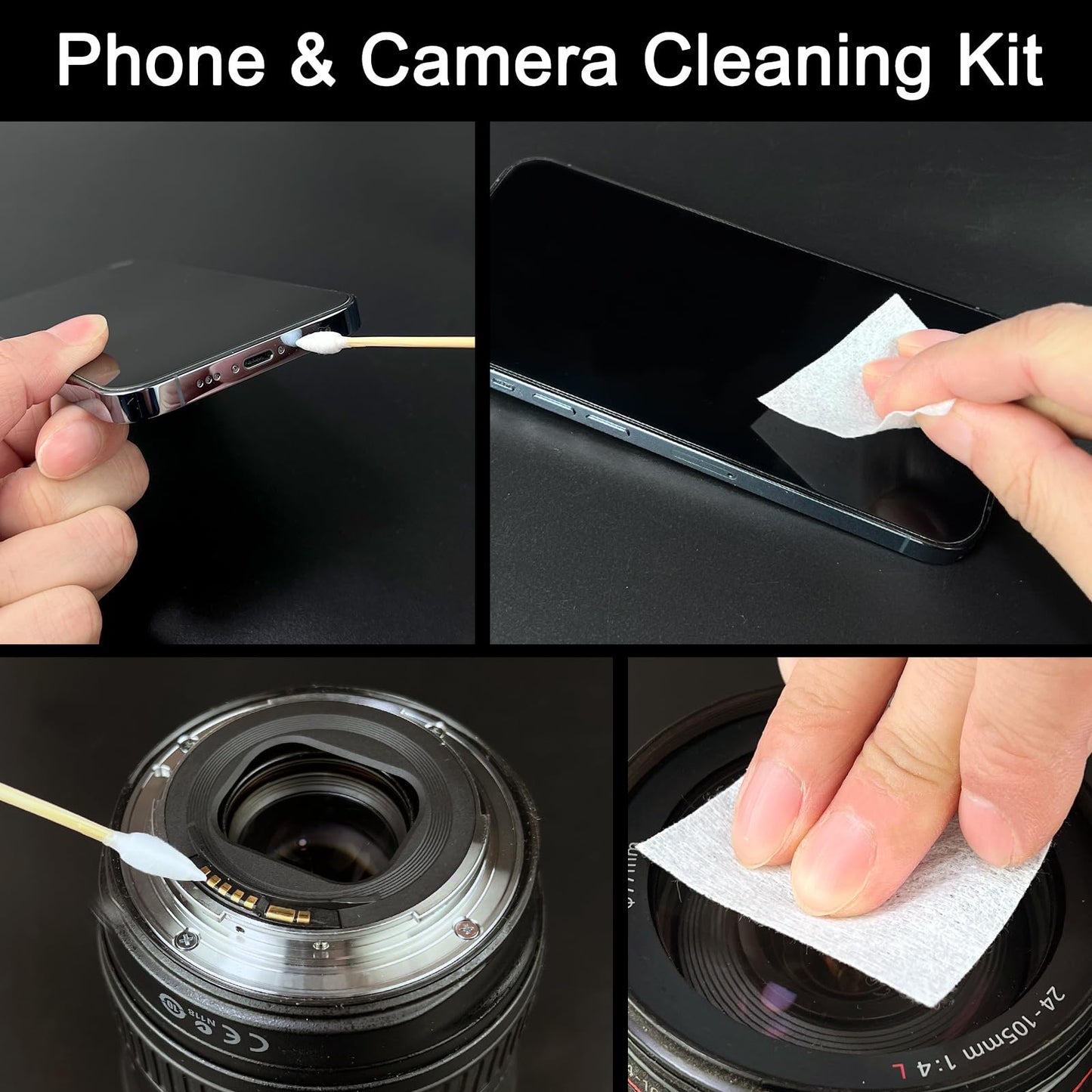 Gun Cleaning Supplies - 2x2'' Gun Cleaning Patches and 6''Gun Cleaning Swabs Set - Handgun, Shotgun, Pistol and Rifle Cleaning & Maintenance Kit