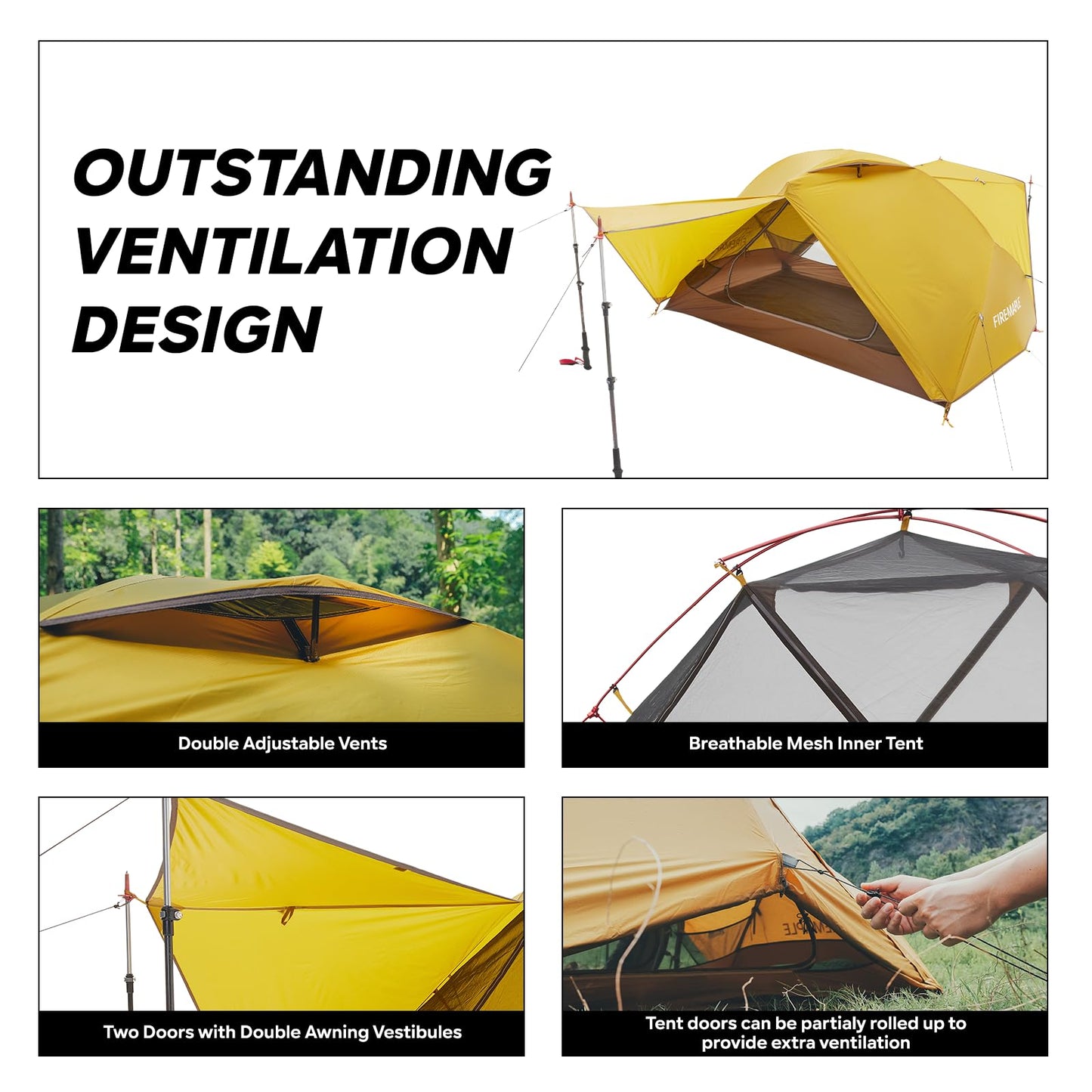 Fire-Maple Tropics Freestanding 2P Backpacking Tent - Lightweight, Waterproof, 3-Season Tent with Spacious Interior and Easy Setup - Perfect for 2 Adults, Camping, Hiking, and Outdoor Adventures.