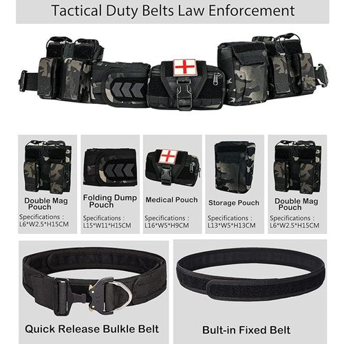 PIKEON Quick Release Gear System - 1.75" Tactical Outdoor Battle Belt with Inner Belt for Airsoft Training & Heavy Duty Use (Black)