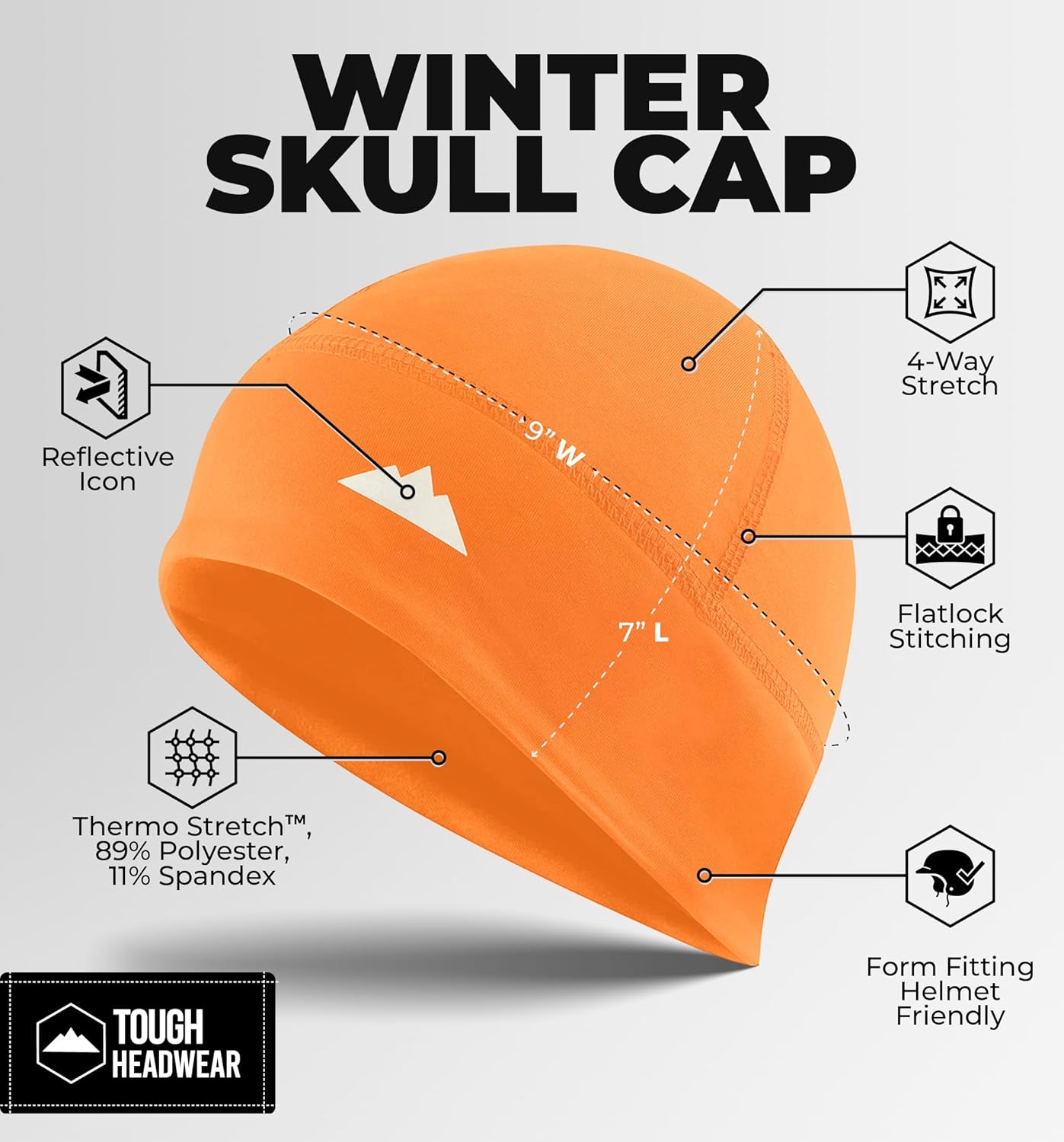 Tough Headwear Skull Cap for Men - Beanie Hats - Skully Beanie Cap - Cooling Skull Caps for Men Locs Sweat Dreads Running