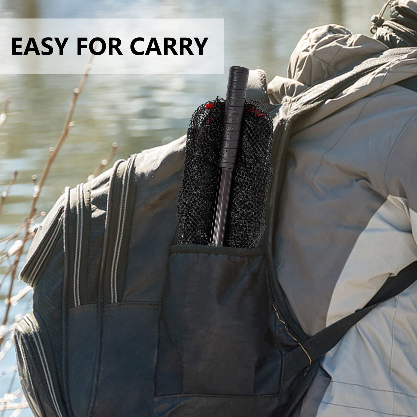 Fishing Landing Net, Fishing Net for Freshwater Saltwater with Long Telescoping Pole Handle Foldable Collapsible Small Fish Net for Kids Men Women Easy Catch Release