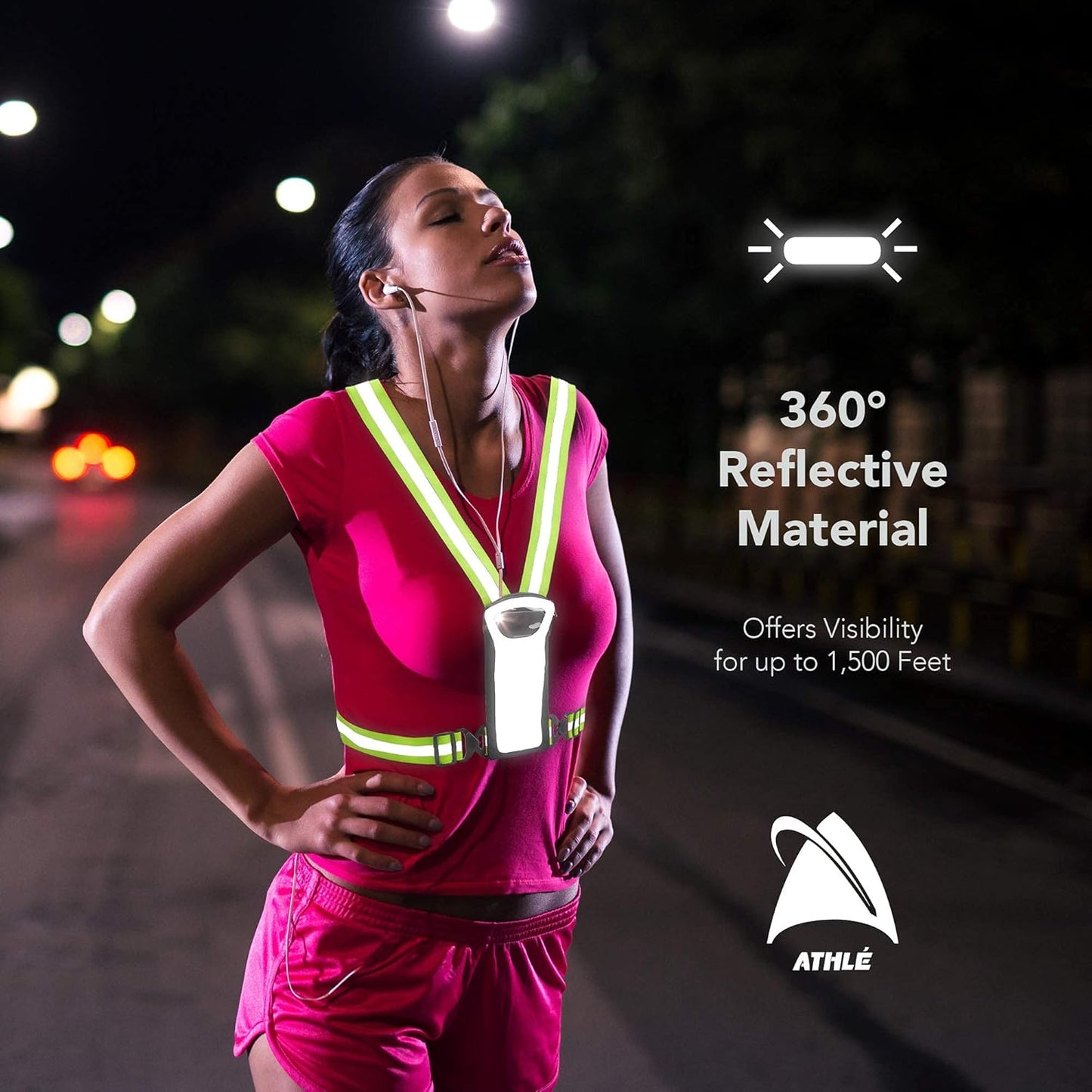 Athlé Reflective Vest with Phone Holder - High Visibility Vest for Safe Running, Jogging, Dog Walking, Biking and More