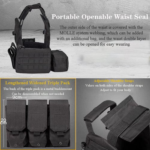 AZB Tactical Vest For Men Quick Release Breathable Paintball Airsoft Vest Adjustable