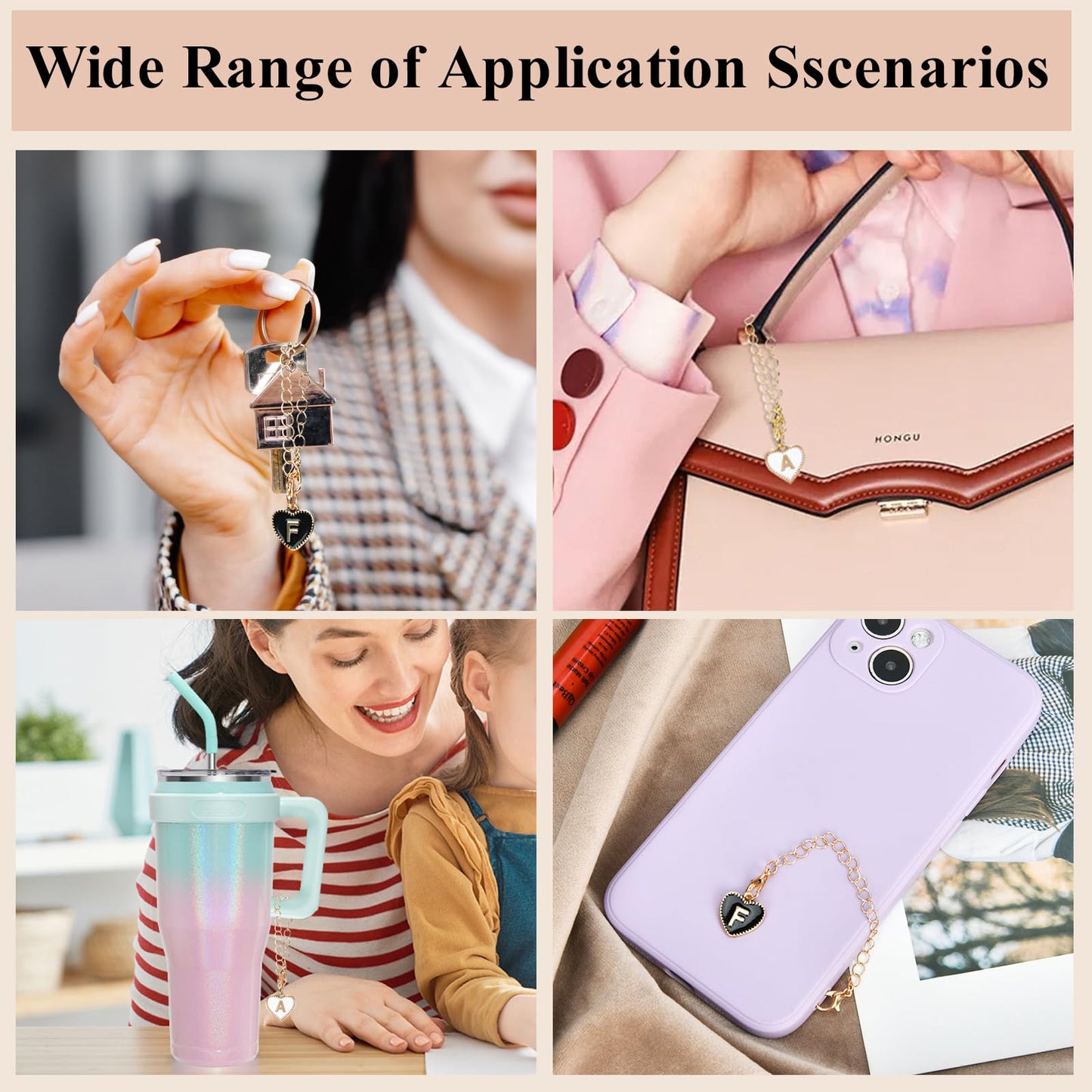 ibeacos Personalized Gifts for Women 2PCS Initial Letter Charm for Stanley Cup Accessories,Stainless Steel Name Letter Charm for Stanley/Simple Modern Tumbler 40 oz,Great gifts for Mother's Day