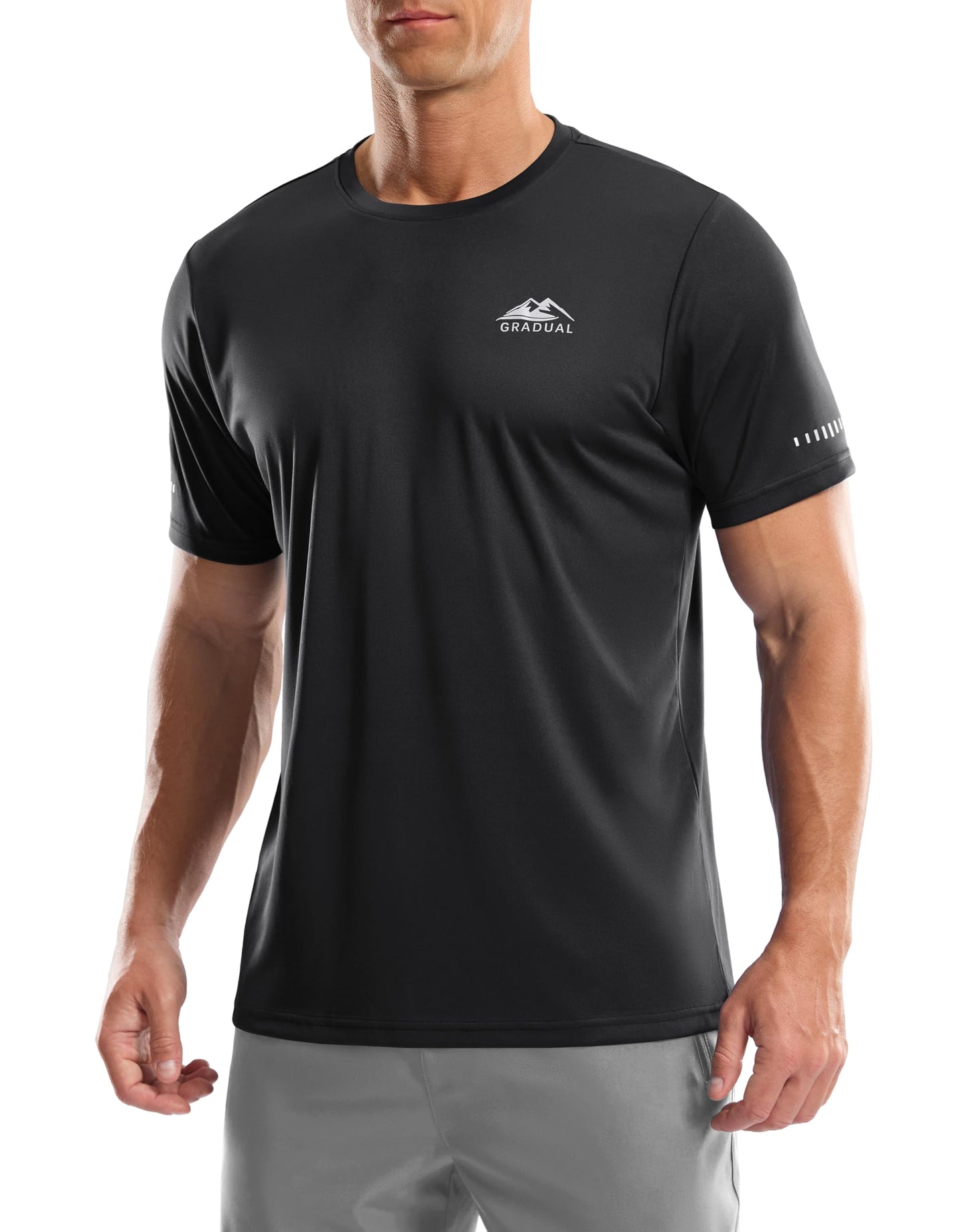 Men's UPF 50+ Sun Protection Dry Fit Workout T-Shirts Rash Guard Swim Shirts Moisture Wicking Tee for Athletic, Beach, Hiking (Black, XL)
