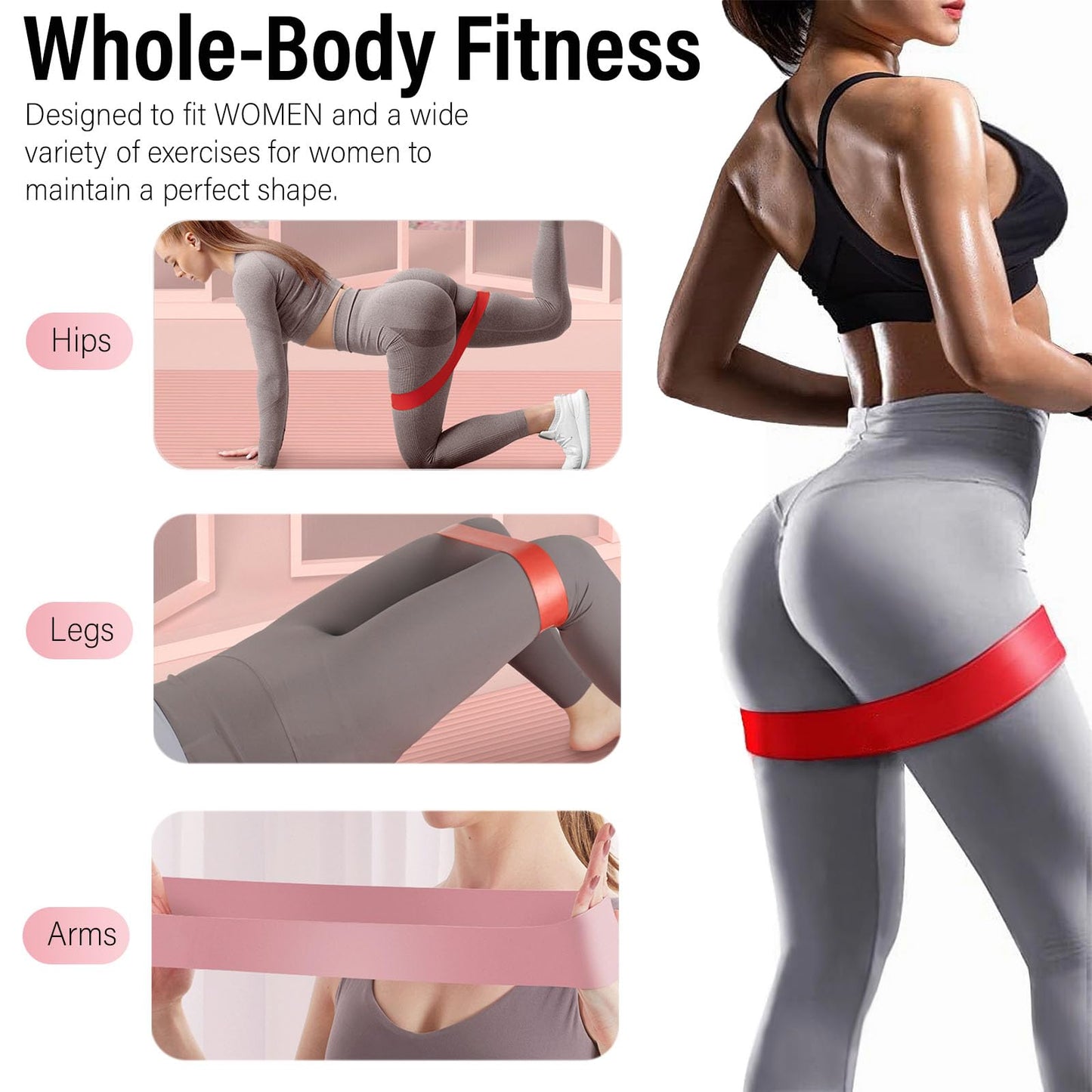 FTTYONE Set of 5 Resistance Bands for Working Out, Different Levels Elastic Band for Home Gym Long Exercise Workout, with Carrying Bag